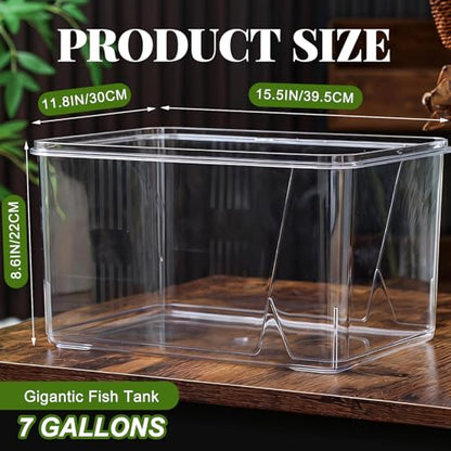 7 Gallon Plastic Fish Tank Large Bowl Shatterproof with Crystal Clear Clarity for Terrarium, Flower Vase Centerpiece Gift for Fish Lovers (Square) - size: 7 Gallon, style: Square