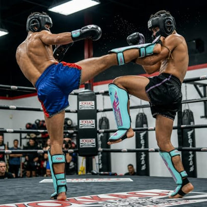 YOKKAO Microfiber Shin Guards - A-Grade Thai Microfiber | Multi-Layer Foam | Single-Shell Wrap | Produced at YOKKAO Factory, Thailand | S-L - color: Tiffany Flame, size: Medium