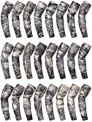 Boao 24 Pcs Cooling Arm Sleeves for Men Sun Protection - size: Medium, style: Gothic