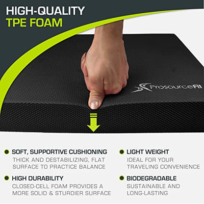 ProsourceFit Exercise Balance Pad, Non-Slip Cushioned Foam Mat & Knee Pad for Fitness and Stability Training, Yoga, Physical Therapy - color: Black, size: L - (15.5" x 12.75")