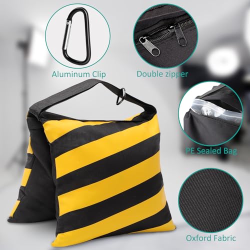 4 Packs Yellow Sandbag Weight Bags for Light Photography Video Equipment | Heavy Duty Saddlebags for Backdrop Stand, Photo Tripod, Canopy, Pop up Tent, Umbrella Base, Fishing Chair, Picnic Table - color: Yellow