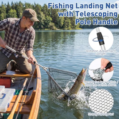 RoundFunny 256 Pcs Fishing Backpack with Tackle Box Gears, Tackle Sling Bag Backpack, Fishing Hook, Lures, Retractable Landing Net, Plier, Lip Gripper, Hook Remover, Fish Gift Men - color: Black