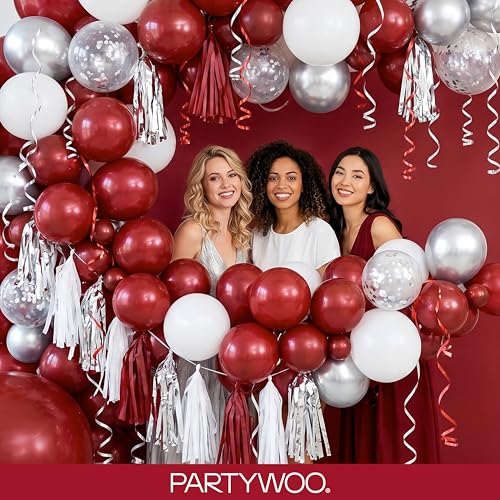 PartyWoo Burgundy Balloons 128pcs Dark Chestnut Red Maroon Color - color: Burgundy-y62