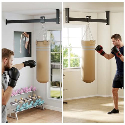 tonchean 42'' Long Sliding Track Wall Ceiling Mount Punching Bag Hanger | Heavy Bag Stand, Load-Bearing Capacity to 300 Lbs Heavy-Duty Sandbag Rack for Home Gym Mma Muay Thai