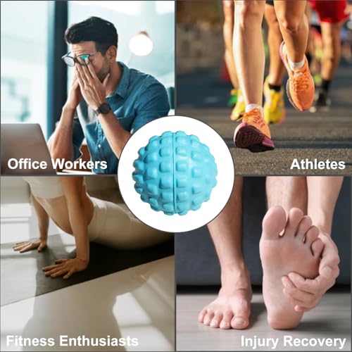 Massage Ball for Deep Tissue and Myofascial Release. 2.9″ Fascia Ball for Muscle Knots, Recovery, Trigger Point Therapy, Pain Relief, Foot Plantar Fasciitis. (Blue) - color: Blue