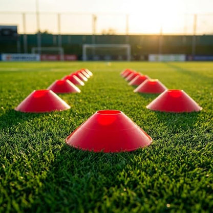 25pcs Soccer Training Cones Plastic Disc Markers Red for Football Agility Practice Equipment Training Accessories for Speed and Coordination Drills