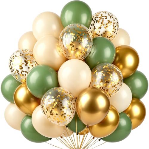Sage Green Balloons, Sage Green and Gold Balloon for Party Decorations - color: Sage Green and Gold