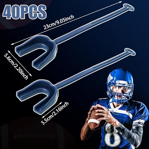 Seematn 40 Pcs Strapped Mouth Guard Bulk Football Mouthguard with Strap Youth Boxing Sports Mouthpieces Adult Mouthguard for Basketball Lacrosse Hockey Wrestling(Blue) - color: Blue