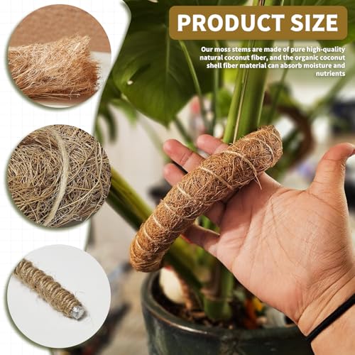 28" Bendable Plant Support Moss Pole 3 Pack for Climbing | Bendable Coco Coir,20FT Jute Rope Included,For Monstera,Pothos,Philodendron,Indoor Plant Support, Climbing & Training