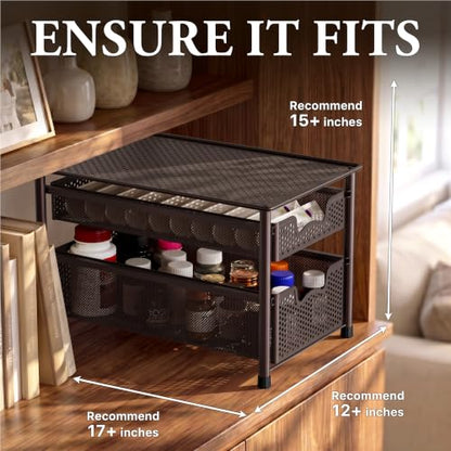 Simple Houseware Stackable 2 Tier Sliding Basket Organizer Drawer, Bronze - color: Bronze, size: 2-Tier