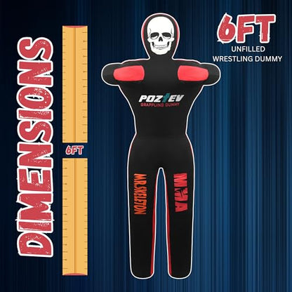 Adult Grappling Dummy – 6ft Unfilled Wrestling Dummy for MMA, Jiu Jitsu, and Martial Arts Training – Practice Punching Dummy – Full Size Adult Grappling Dummy for BJJ, Karate & Judo