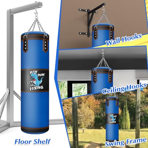 YORWHIN Punching Bag for Kids, 2.7FT Hanging Boxing Bag with Boxing Gloves, Kids Boxing Set Kickboxing Bag for Youth Boxing Karate Muay Thai Kick Taekwondo Training - style: Dinosaurs