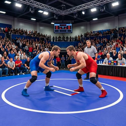 10' x 10' Wrestling Mat (118" x 118" x 1.18") Roll-Up Jiu Jitsu Mat for Home Gym, BJJ, MMA, Grappling, Judo & Martial Arts Training, Durable Non-Slip Folding Exercise Mat - color: Bule