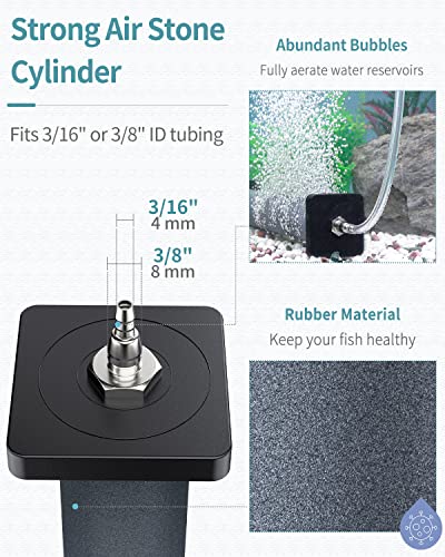 Pawfly Aquarium 8 Inch Air Stone Cylinder for Larger Air Pump Bubble Diffuser Release Tool for Outdoor Pond Garden Circulation System and Large Fish Tanks, 2 Pack
