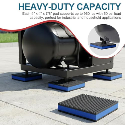8-Pack Anti Vibration Pads, 4x4x7/8 Inch, EVA Rubber Isolation Mats | Heavy Duty Vibration Isolation Pads for Air Compressos, Conditioner, Treadmill, HVAC Washer Dryer