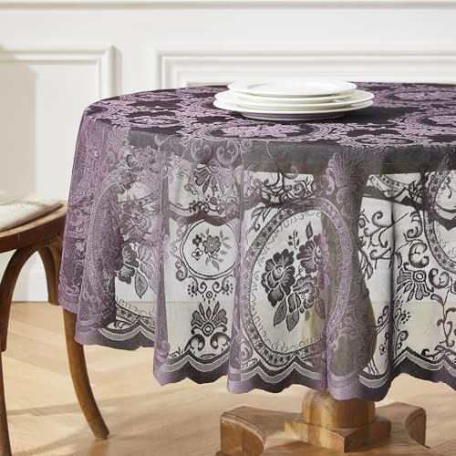 60 Inch Round Gothic Purple Lace Tablecloth. SHT Purple 60" - color: Purple, size: 60" (Round)