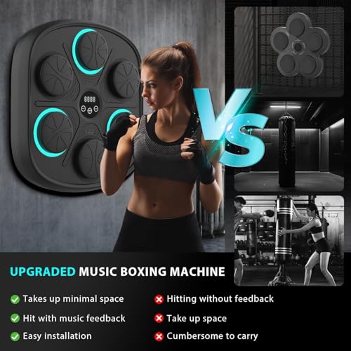 2026 Music Boxing Machine for Adults - Smart Bluetooth 2.0 Wall-Mounted Boxing Machine with Gloves Punching Bag for Home, Office, and Gym, 9 Modes & 9 Speeds