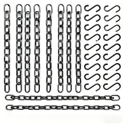 Black Hanging Plant Chains Kit, 10-Inch Adjustable Plant Hangers with Hooks and Clip for Hanging Baskets, Bird Feeders, Wind Chimes, Planters and Porch Signs 10Pack