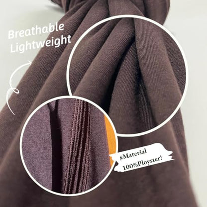 Harewom Muslim Hijab for Women Soft Stretch Headscarf Large Plain Turban Wrap Shawl Head Wrap for Everyday Wear - color: Brown Hijab Headscarf