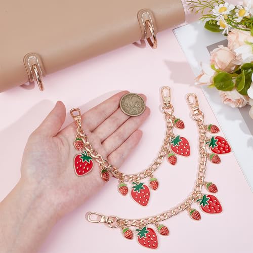 UNICRAFTALE Purse Chain Strap Replacement 8 Inch Short Chain Straps Enamel Charm Bag Handle with Buckle Extender - color: Light Gold/Red