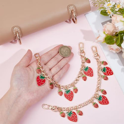 UNICRAFTALE Purse Chain Strap Replacement 8 Inch Short Chain Straps Enamel Charm Bag Handle with Buckle Extender - color: Light Gold/Red