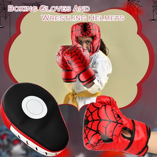 Kids Boxing Headgear and Gloves Set for Beginners and Children Youth Kickboxing Training Sparring Karate Muay Thai Taekwondo MMA