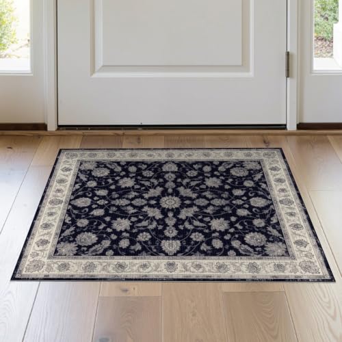 2'x3' Blue Midnight Floral Prayer Design Washable Doormat - color: Blue/Pattern 9, size: 2' x 3' (Rectangular)