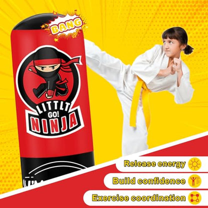 Punching Bag for Kids,67" Inflatable Kids Boxing Bag Toy Gift for Age 5-12 | Larger Stable Kids Punching Bag,Inflatable Punching Toys,Gift for Boys Girls,Practicing Karate,Taekwondo,MMA - style: Ninja