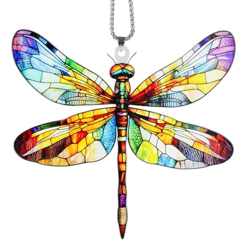 Dagonfly Ornament,Acrylic Car Rearview Mirror Charm Dragonflies Decorative Hanging Ornaments,Unique Dragonfly Gifts for Women (Dragonfly-3) - color: Dragonfly-3