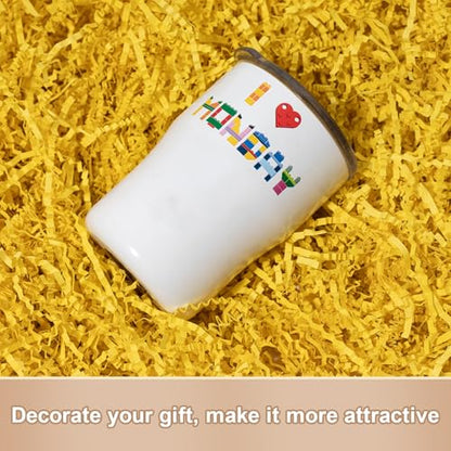 Wowxyz 1 LB Crinkle Cut Paper Shred Yellow Crinkle Shredded Paper for Gift Baskets - Gift Box Bag Filler - Confetti Stuffing for Birthday, Holiday Present Packaging Wrapping - color: Yellow