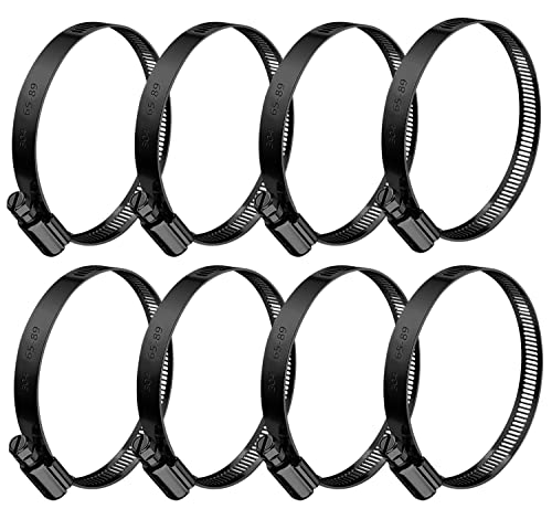 BOTTEN 8pcs Black Hose Clamp,3 Inch(65-89mm) 304 Hose Clamps Stainless Steel Adjustable Worm Gear Hose Clamps Assortment Kit,radiator hose clamps fuel line clamps - size: 2.5''–3.5''