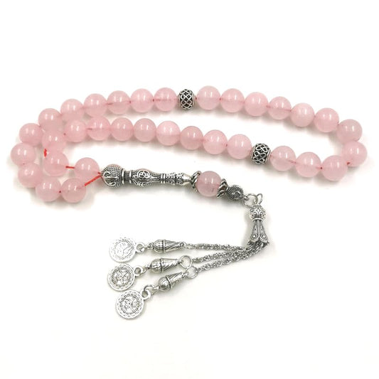 ALBASHAN Tasbih women Natural pink quartz muslim gift prayer beads islamic eid gift arabic accessories - size: 10mm x 51 beads