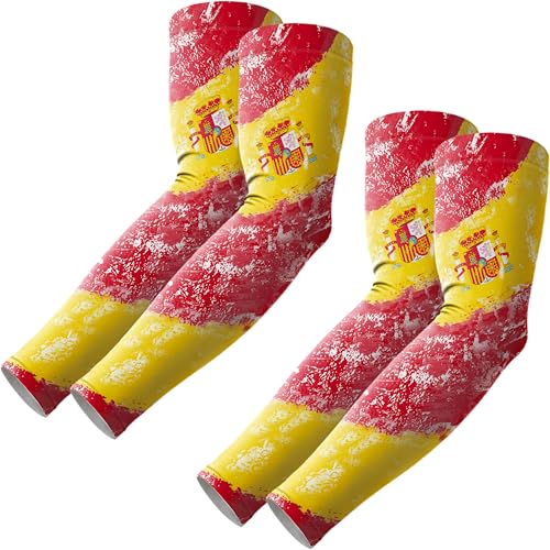 ROXUN Arm Sleeves Cooling UV Sun Protection Sport Compression for Men Women - color: 2 Pairs Spain Flag