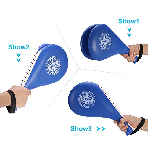 Yosoo 1 Pair of Taekwondo Double Kick Pad Target Tae Kwon Do Karate Kickboxing Training TKD Kicking Pad Practice Kick Target Training Double Face Kick Foot Pad Martial Arts Equipment