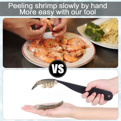 Gisafai 6 Pcs Shrimp Peeler Plastic Deveiner Cleaner Tool for Kitchen Shrimp Deveining Peel Tool, 10.2 Inch (Black) - color: Black
