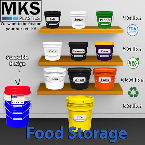 5-Gallon Bucket with Airtight Lid – Made in USA, Food Grade BPA Free Plastic, Heavy Duty Multi-Use, Metal Handle with Grip, Stackable Storage – Yellow, 3 Pack - color: Yellow, size: 3
