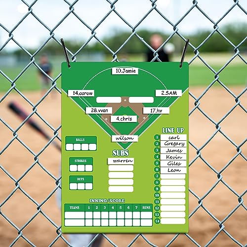 Eaasty 34 Pcs Magnetic Baseball Lineup Board Metal Dry Erase Coaching Clipboard Include 30 Baseball Lineup Cards Dugout Display Softball Coaching Accessories