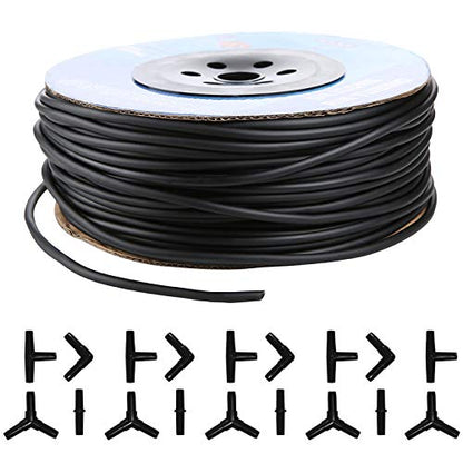 Aquarium 320 Feet Standard 3/16" Black Flexible Airline Tubing | Black Plastic Connectors, For Fish Tank, Terrariums, Hydroponics - size: 320 Feet with connectors