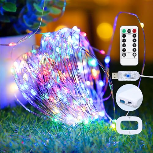 2 Pack USB Plug in Fairy String Lights,16ft 50 LED Copper with Remote and Timer, 8 Modes Waterproof Twinkle String Lights for Bedroom Indoor Party Wedding Christmas Decoration - color: Multicolor, size: 2 Pack