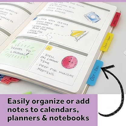 Printed Book Classification Tabs - Boho Theme Laminated Page Markers, Easy-to-Apply Large Print Tabs for Bibles, Notebooks & Study Books with Alignment Guide