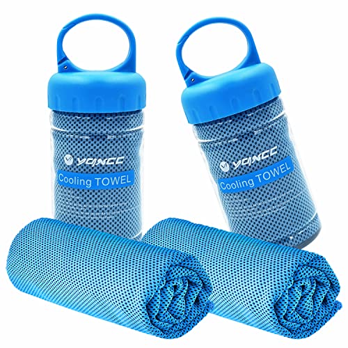 YQXCC 2 Pack Cooling Towels (47"x12"), Ice Cool Towel for Neck & Face | Cooling Neck Wraps, Soft Breathable Microfiber Chilly Towel for Yoga, Golf, Gym, Running, Camping & Hot Weather - color: 2*light Blue