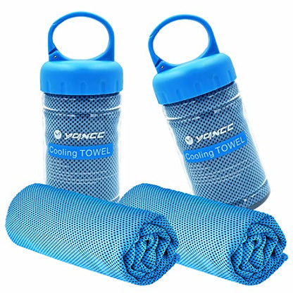YQXCC 2 Pack Cooling Towels (47"x12"), Ice Cool Towel for Neck & Face | Cooling Neck Wraps, Soft Breathable Microfiber Chilly Towel for Yoga, Golf, Gym, Running, Camping & Hot Weather - color: 2*light Blue