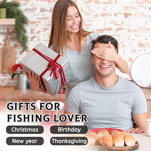 Fishing Coffee Mug, Fish Gifts for Dad, 40oz Tumbler, Fishing Gifts for Men with Handle and Straw, Christmas, Thanksgiving, Birthday Gifts for Fisherman, Party Supplies, Stainless Steel Cup - color: Fish-White