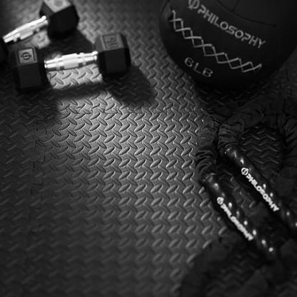 Philosophy Gym Pack of 6 Exercise Flooring Mats - 24 x 24 Inch Foam Rubber Interlocking Puzzle Floor Tiles - Black - color: 24 Sq Ft, 1/2" Thick - Black