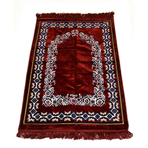 Prayer Rug Carpet Islamic Muslim Salah Meditation Mat Turkish Plush Portable