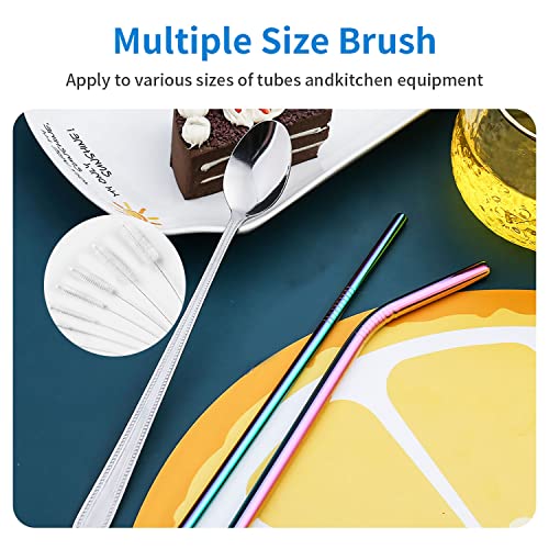 10 Pcs Flexible Drain Brush Straw Cleaner Brush Set,Pipe Cleaners Brush,61Inch Stainless Steel Double-Ended Hose Brush 8.2Inch Nylon Long CPAP Tube Cleaning Brush for Home Kitchen Sink Plumbing(White) - color: White