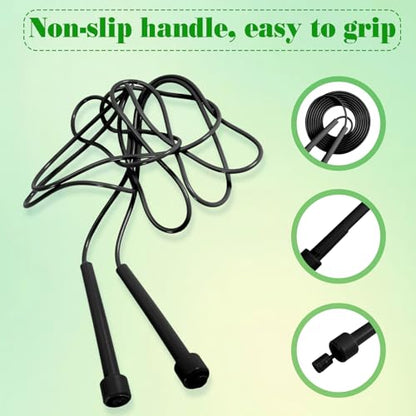 10 Pcs Jump Ropes, Adjustable Jumping Ropes, Black | Plastic Handles, Skipping Rope for Fitness Exercise, Lightweight Speed Rope for Kids Men Women