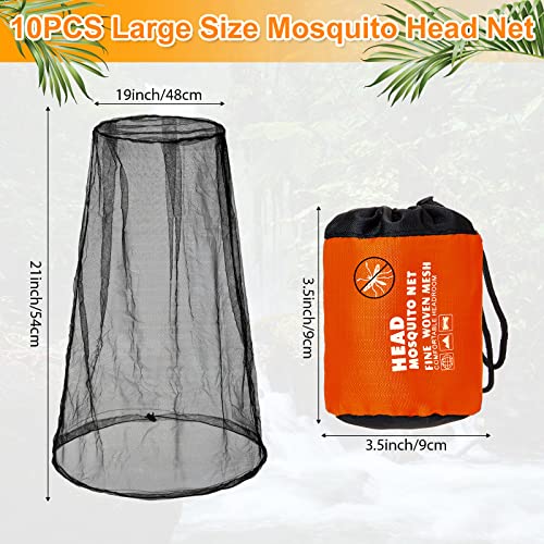 Yahenda 10 Pcs Bug Net for Face Mosquito Face Net Fly Netting Hood from Bugs Summer Head Mesh Head Large Protecting Mesh Net for Hats Camping Fishing Outdoor Activities, 5 Colors, 21.26 x 18.9 Inch