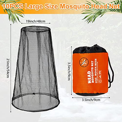 Yahenda 10 Pcs Bug Net for Face Mosquito Face Net Fly Netting Hood from Bugs Summer Head Mesh Head Large Protecting Mesh Net for Hats Camping Fishing Outdoor Activities, 5 Colors, 21.26 x 18.9 Inch