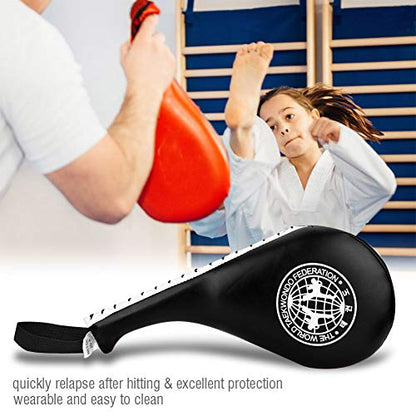 Taekwondo Kick Pad - 15x7 Inch PU Leather Strike for Karate, Muay Thai, and Martial Arts Training - color: Black